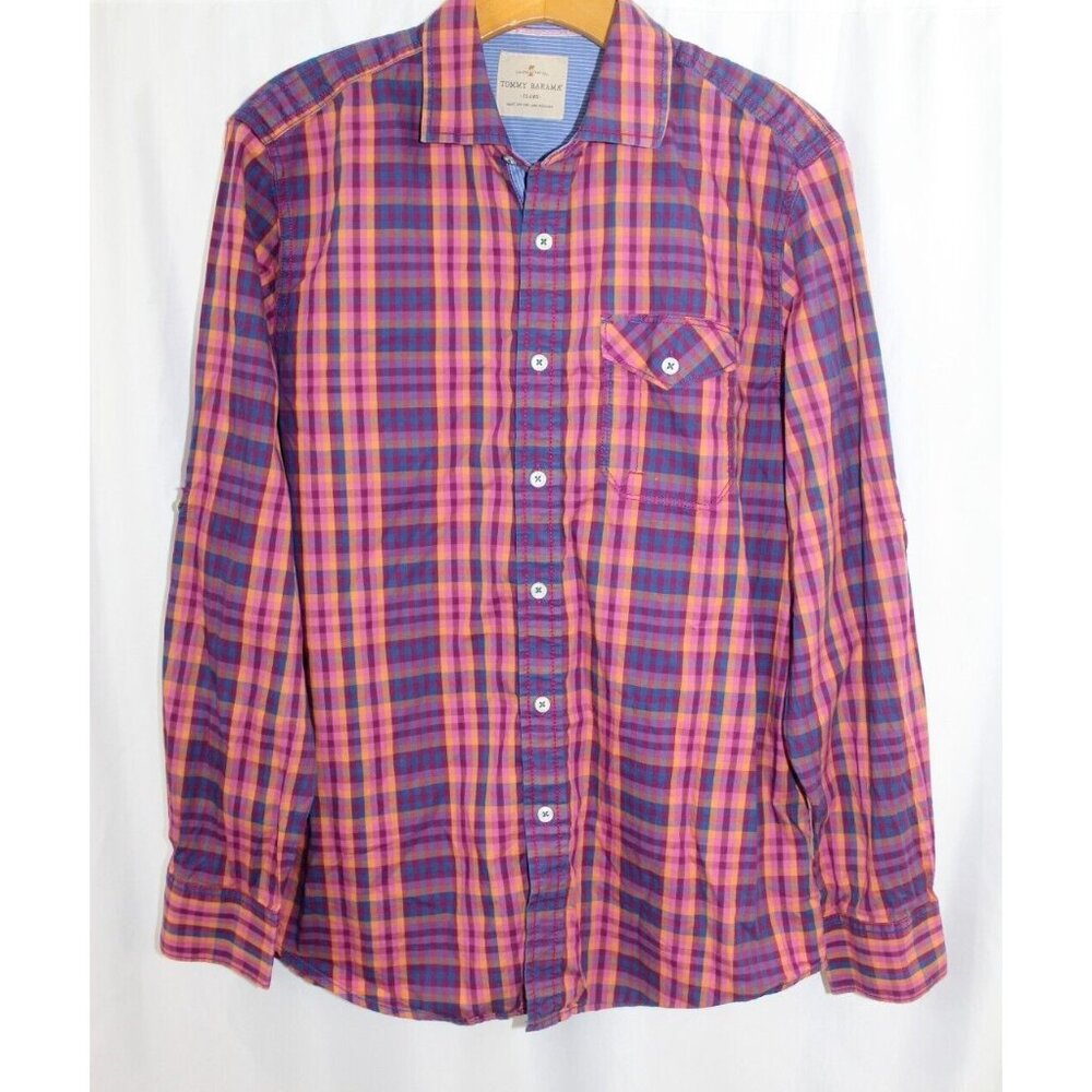 Tommy Bahama Jeans Mens Multicolor Plaid Long Sleeve Cotton Button Up‎ S